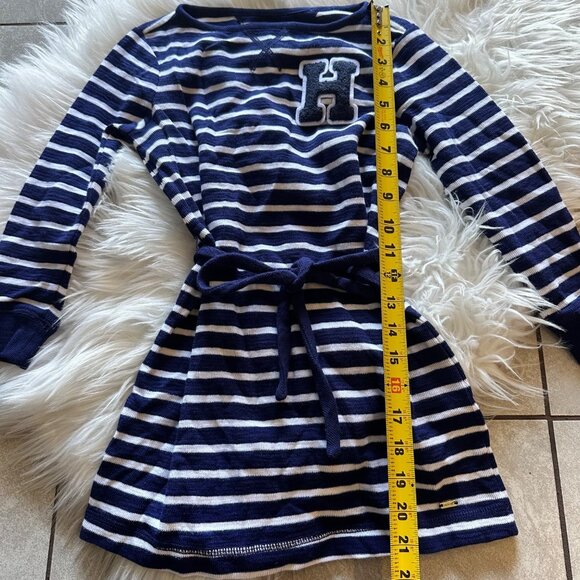 Tommy Hilfiger Navy Striped Girl Sweater Dress Small Nautical Coastal Resort - Picture 5 of 10